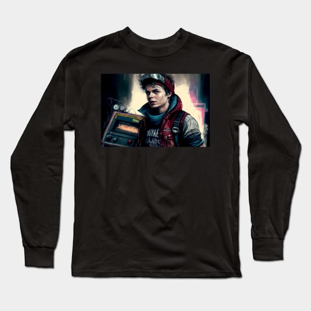 Back to the future Marty McFly Long Sleeve T-Shirt by Buff Geeks Art